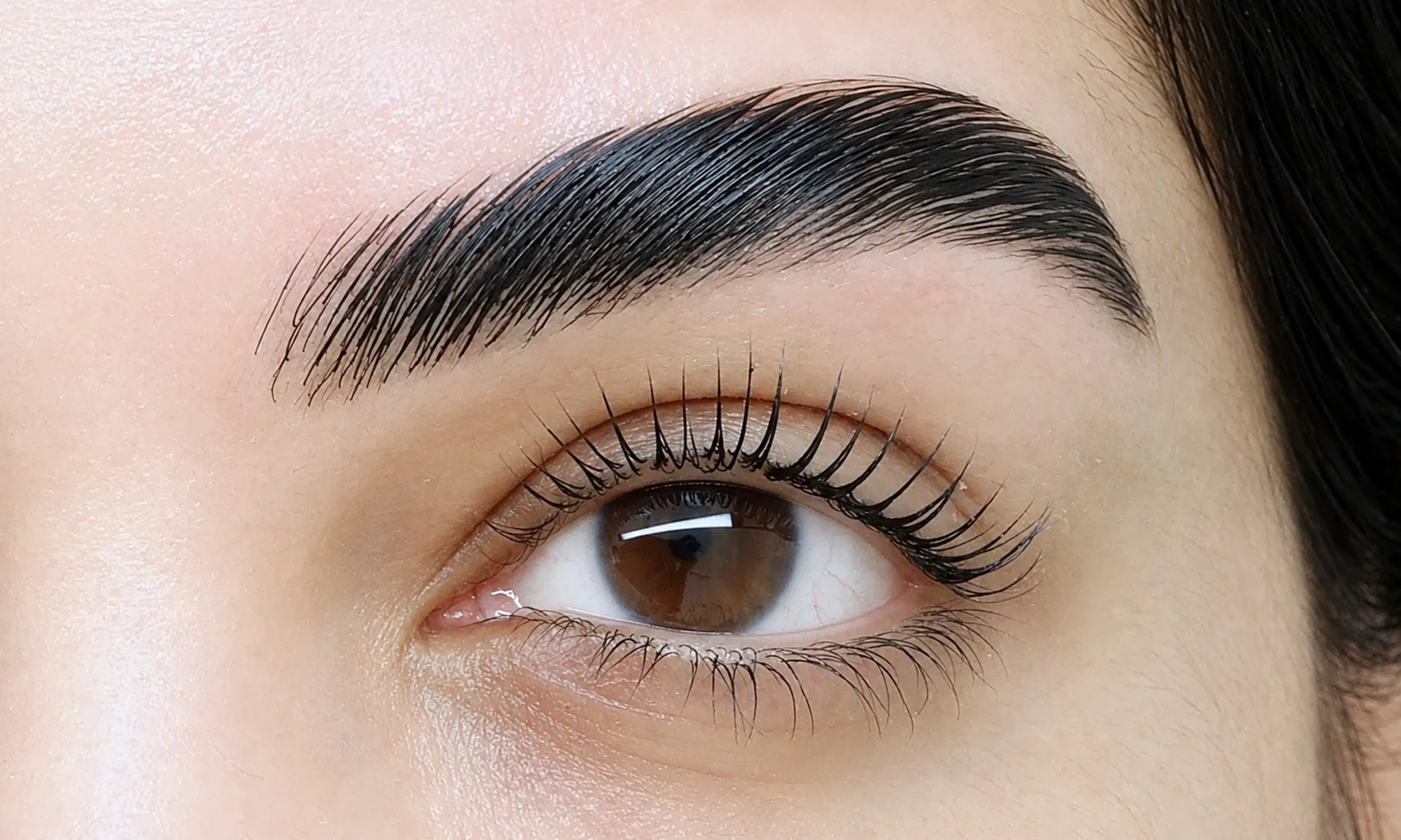 Brow lamination in Dubai, brushed-up, groomed brows after treatment at AZIZAM beauty salon