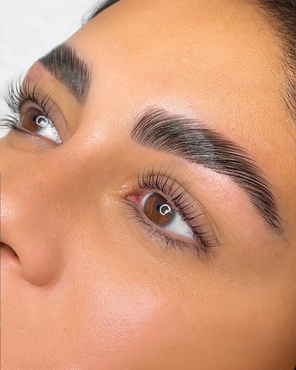 Brow lamination in Dubai, brushed-up, groomed brows at AZIZAM beauty salon